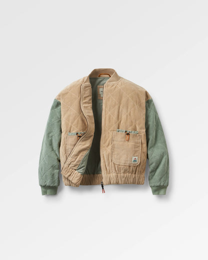 Lucia Quilted Cord Jacket - Stone/Pistachio - Flatlay