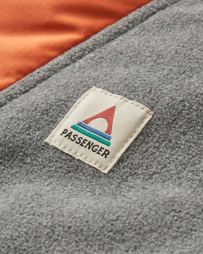 Woodland Hooded 1/2 Zip Polar Fleece - Grey Marl/ Tidal Blue - Flatlay