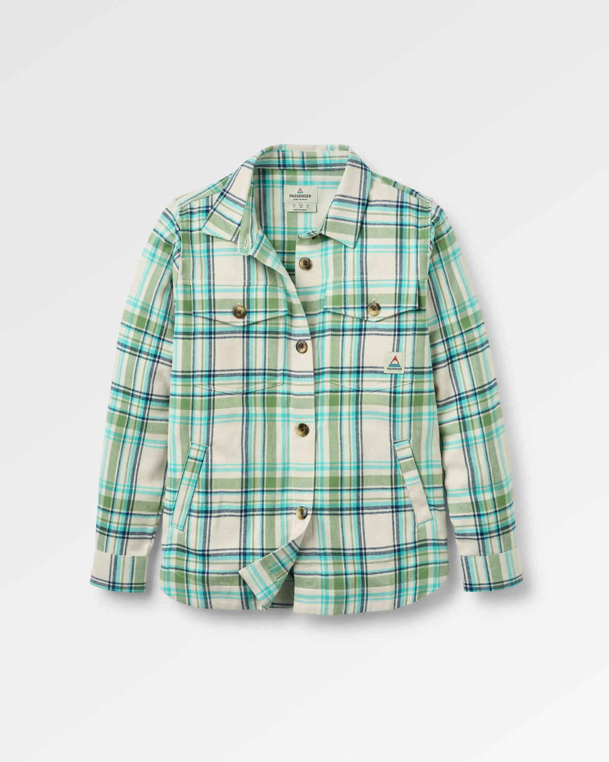Stella LS Shirt - Vintage White/Stem Green Check - Flatlay