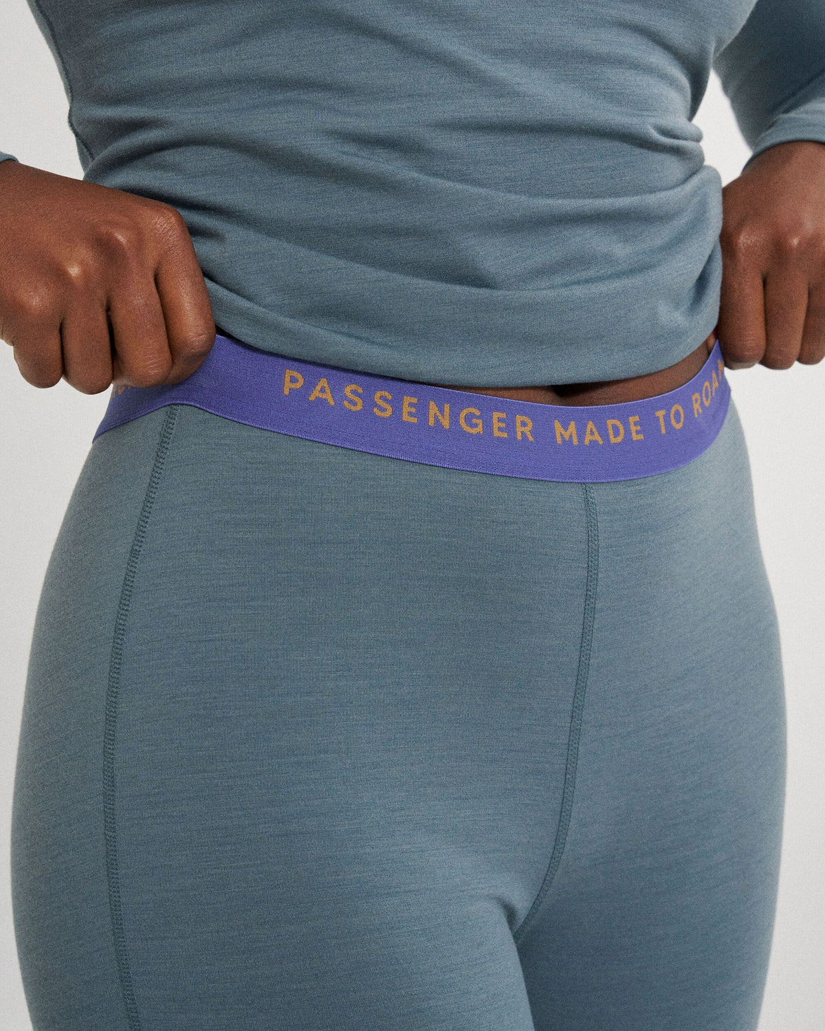 Women's Merino Blend Base Layer Bottom - Storm Grey - Studio Model
