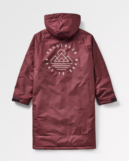 Escapism Sherpa Lined Changing Robe - Windsor Wine - Flatlay