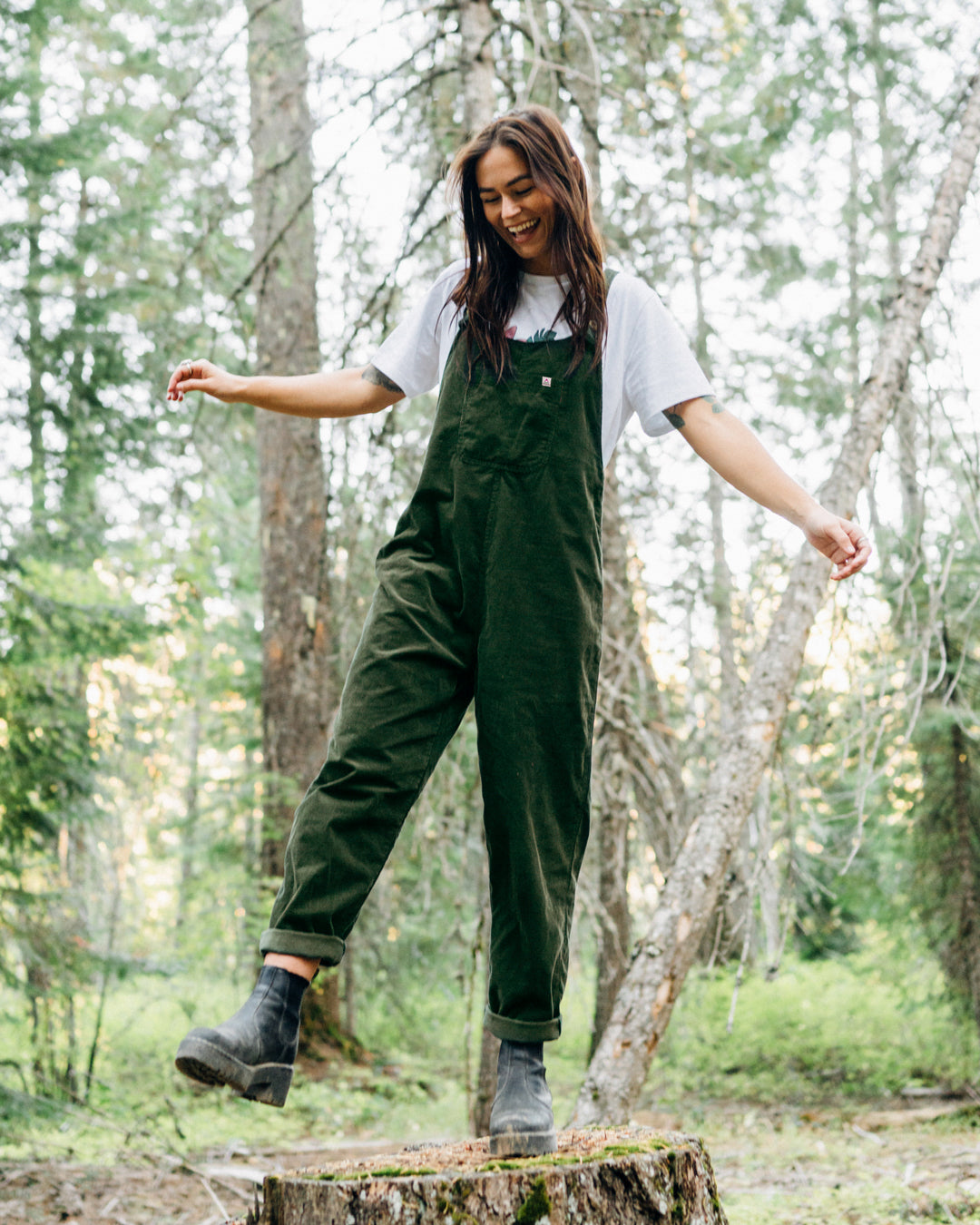 Meadows Cotton Corduroy Dungarees - Fir Tree - Lifestyle