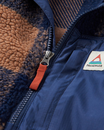 Offroad Sherpa 1/2 Zip Fleece - Toffee/Rich Navy Buffalo - Flatlay