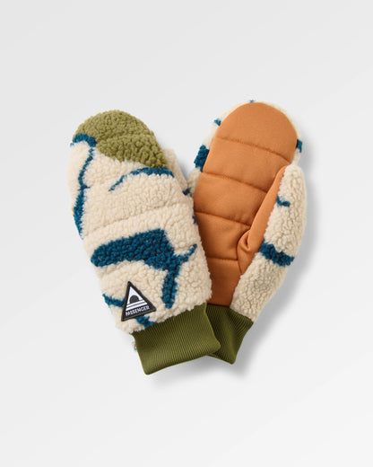 Avalanche Sherpa Mittens - Abstract Trails Pebble Grey - Flatlay