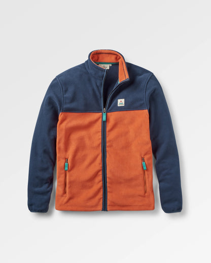 Ridge Full Zip Polar Fleece - Rich Navy/ Burnt Orange - Flatlay