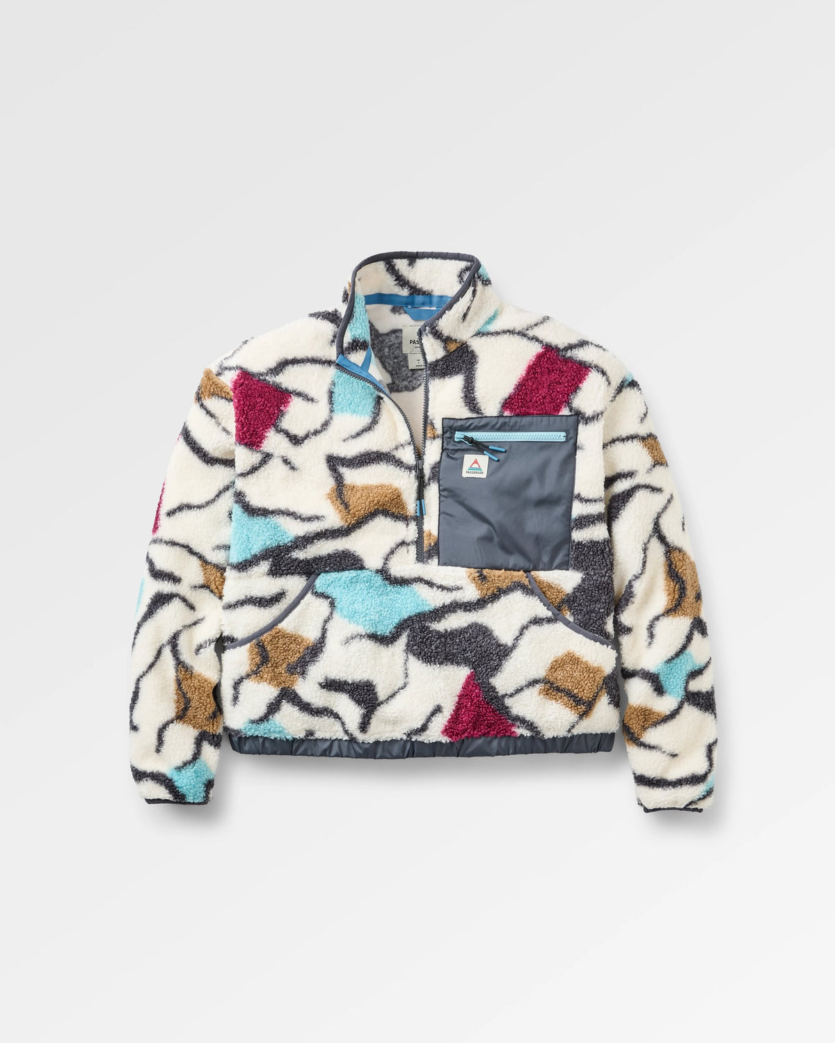 Ravi Sherpa Fleece - Abstract Trails Off White - Flatlay
