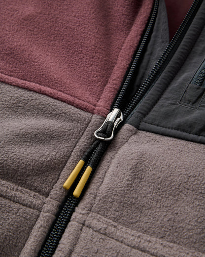 Woodland Full Zip Hooded Polartec® Fleece - Brambleberry/Slate Grey - Flatlay