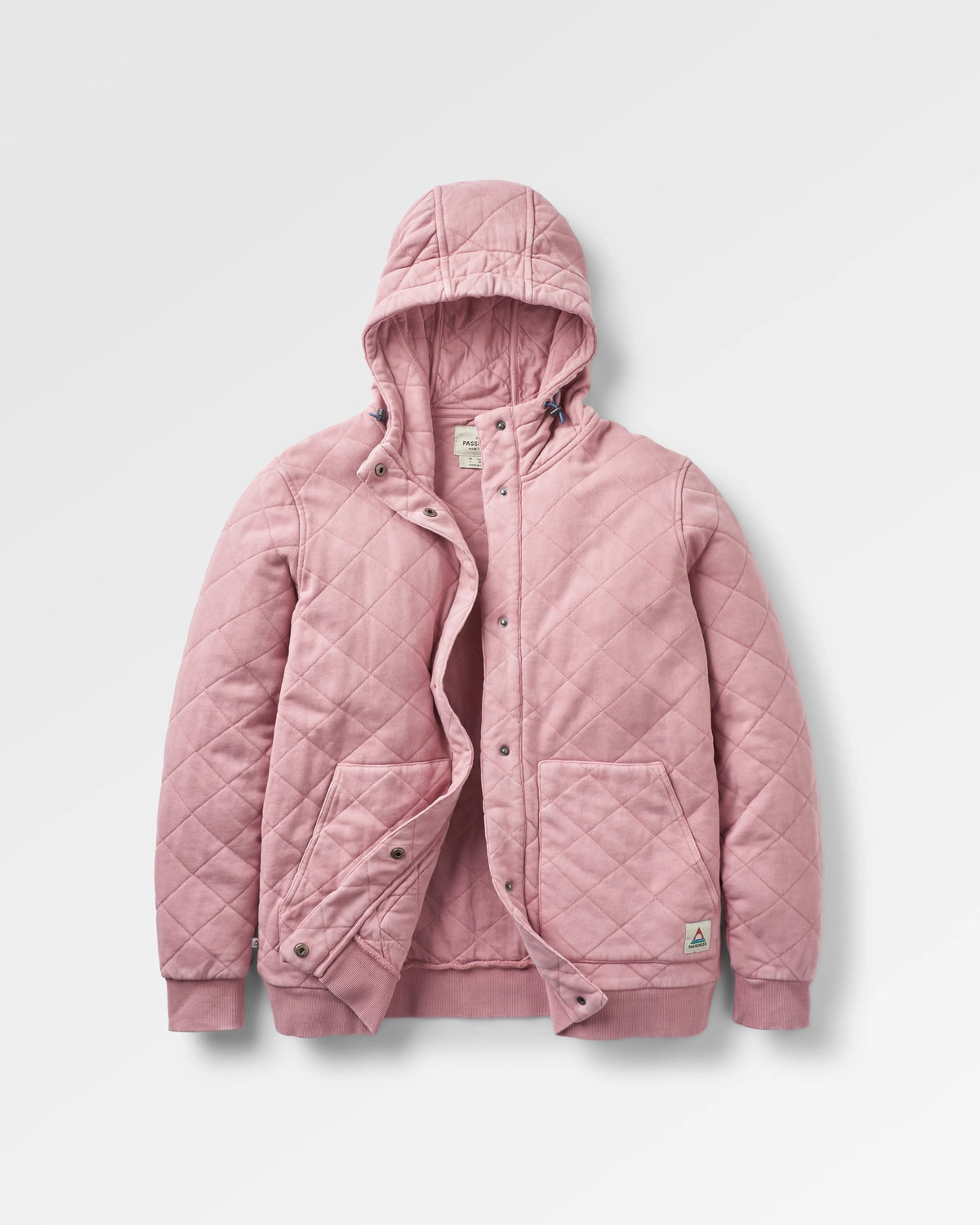 Clementine Quilted Popper Up Hoodie - Pink Haze - Flatlay