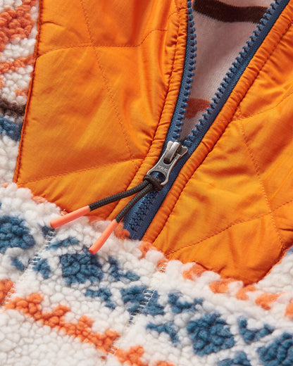 Beaumont Sherpa Hooded Fleece - Homespun Stripe Sunrise Orange - Flatlay