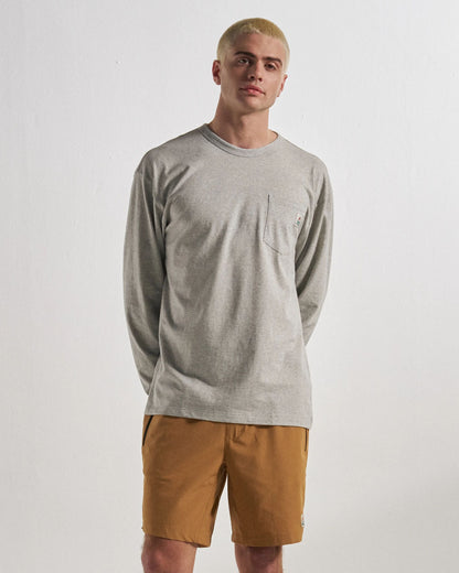 Heritage Relaxed Fit LS T-Shirt - Grey Marl - Studio Model