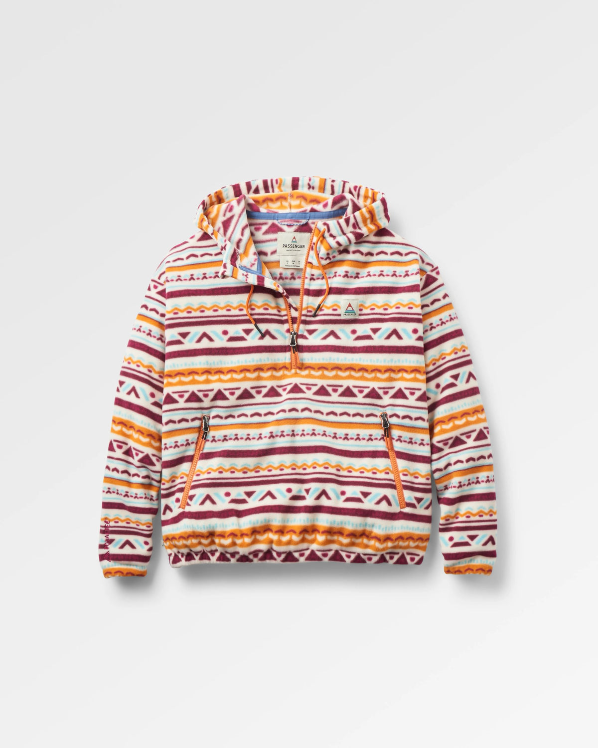 Ayla Micro Polartec® Hooded Fleece - Geo Tracks Birch - Flatlay