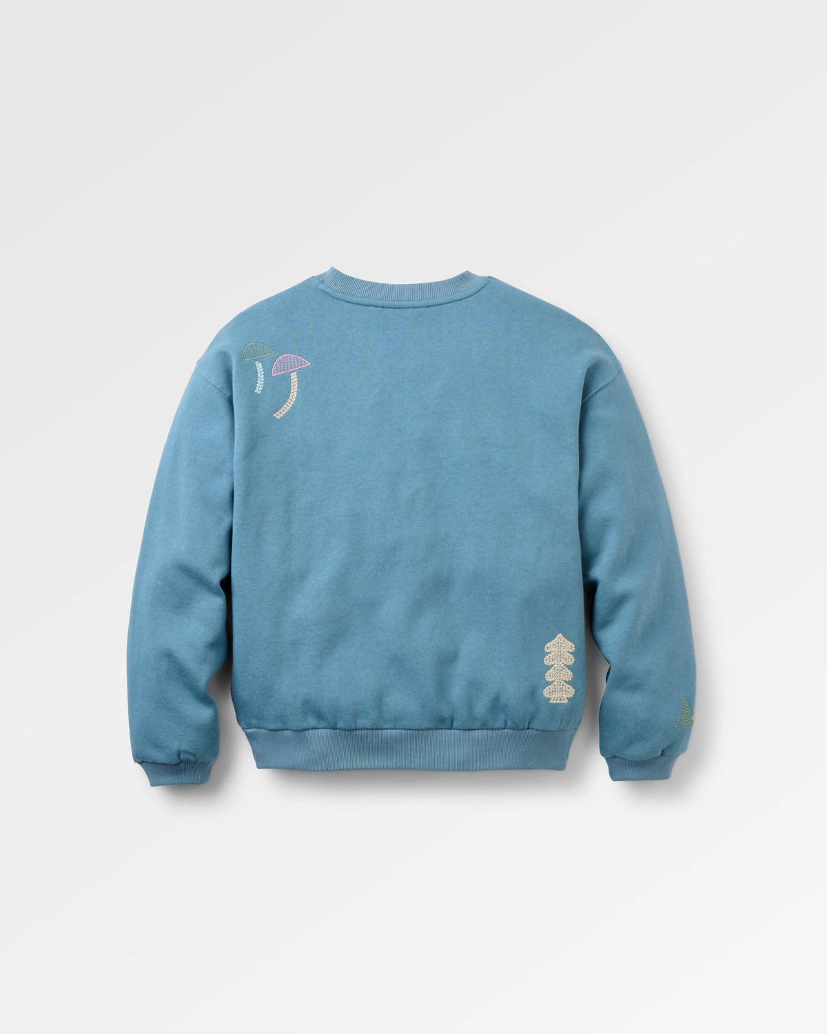 Slower Rhythms Embroidered Women's Cotton Sweatshirt - Stormy Blue - Flatlay