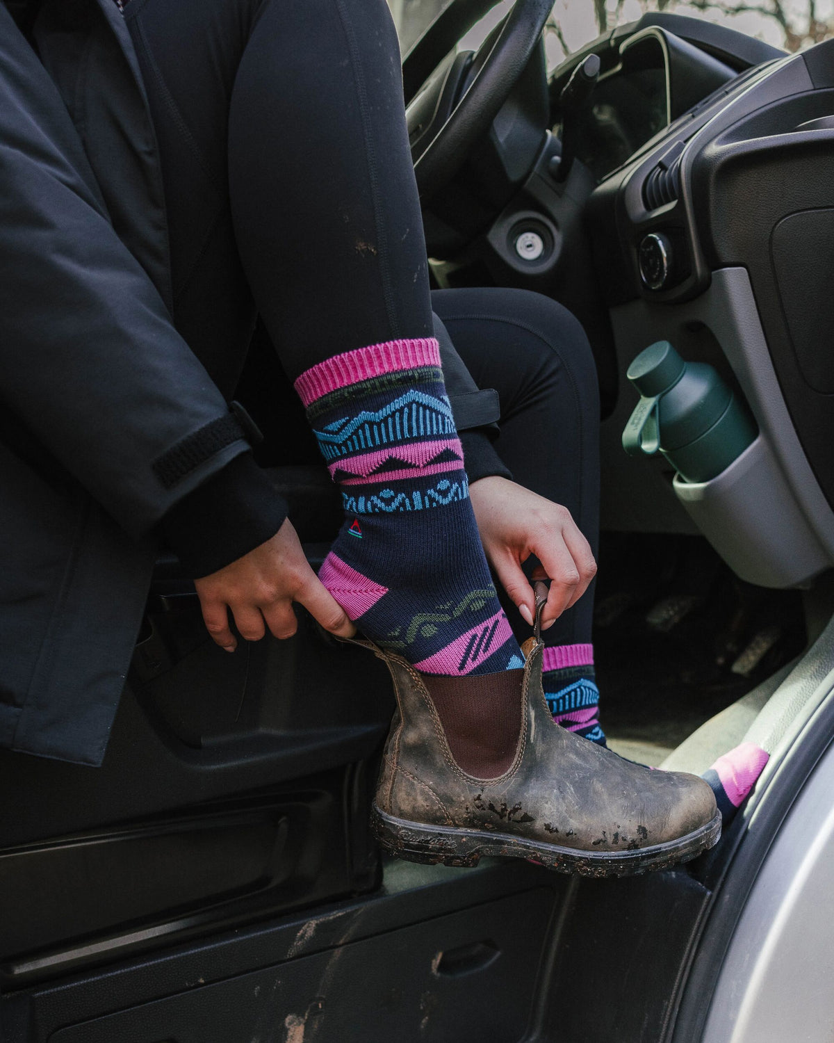 Nettle Patterned Socks - Rich Navy - Lifestyle