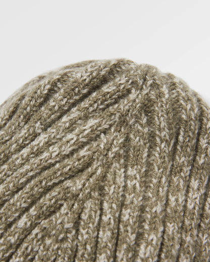 Fisherman Marl Beanie - Khaki - Flatlay