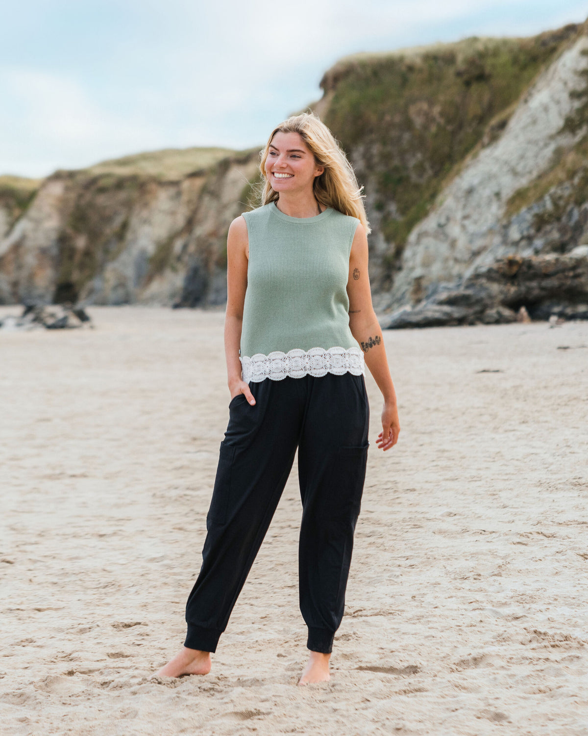 Vintage Knitted Vest - Pistachio - 