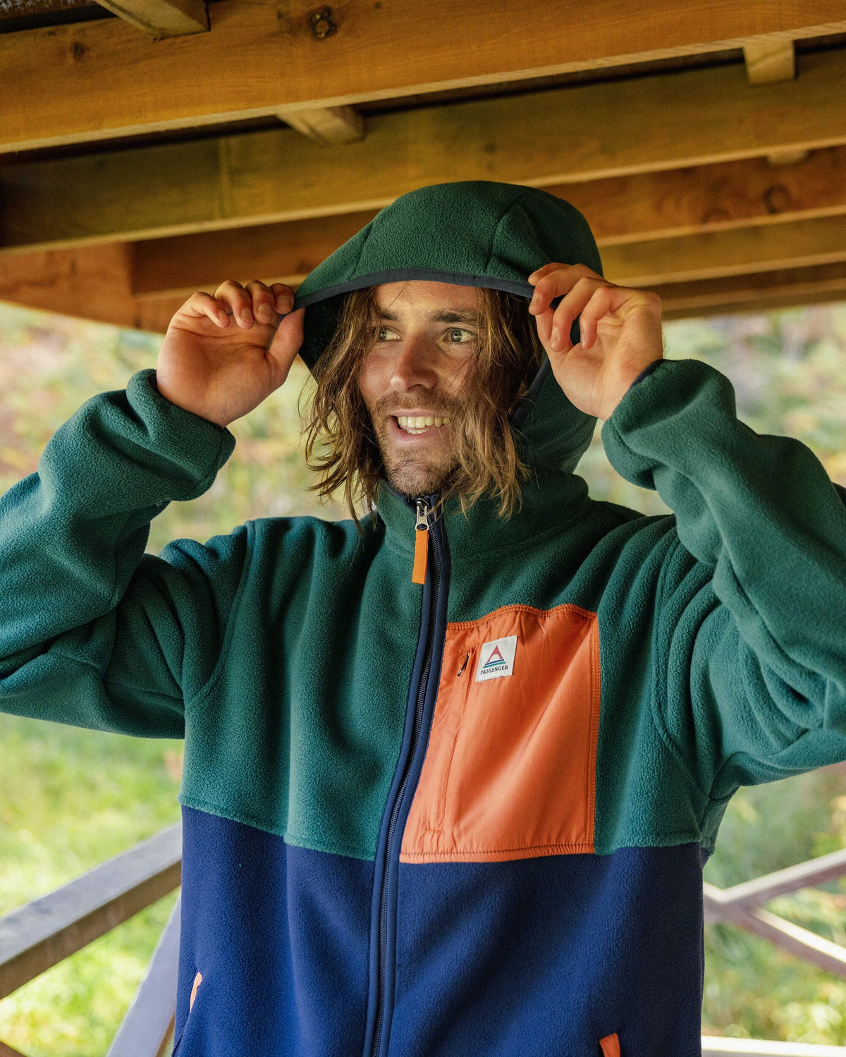 Loch Hooded Polar Fleece - Rain Forest/Rich Navy - Lifestyle