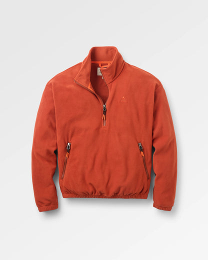 Ayla Micro Polartec® 1/4 Zip Fleece - Dark Rust - Flatlay