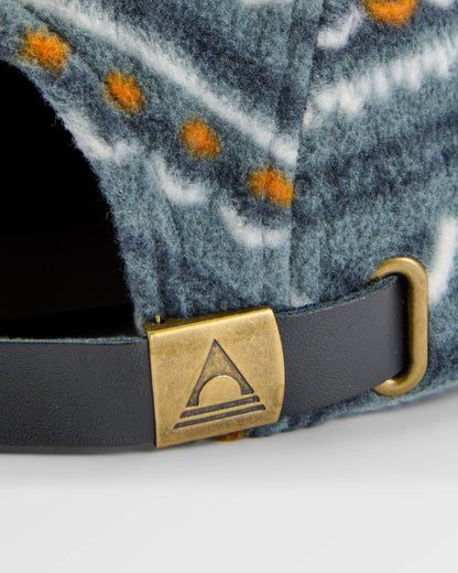 Pine Polar Fleece 5 Panel Cap - Geo Track Storm Grey - Flatlay