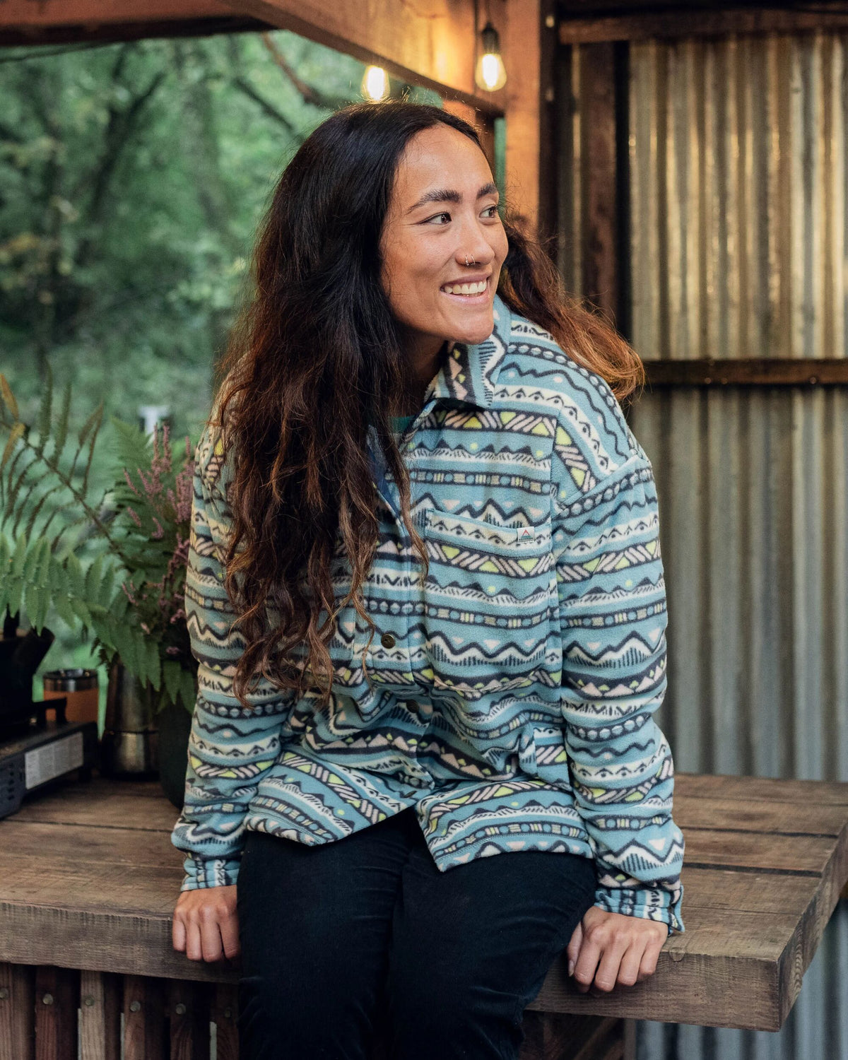 Orion Sherpa-Lined Polar Fleece Shirt - Mountain Geo Arctic - Lifestyle