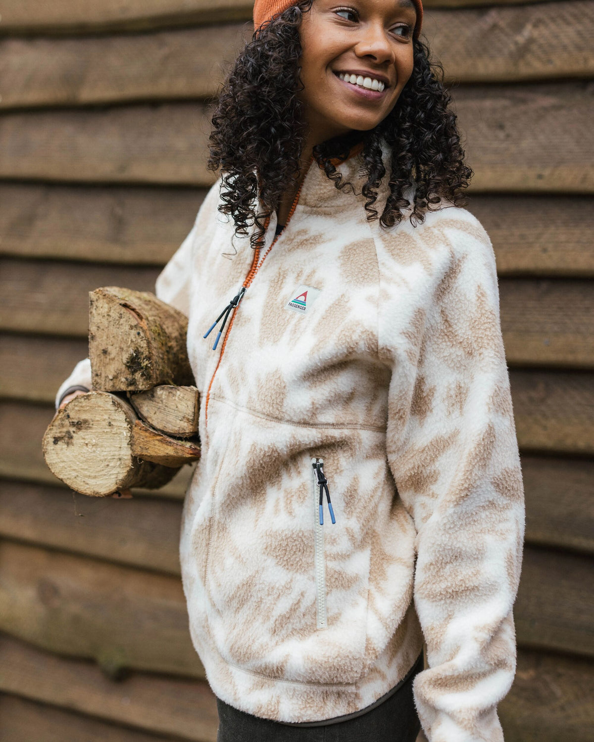 Fairbanks Full Zip Sherpa Fleece - Abstract Mountain Birch - Lifestyle
