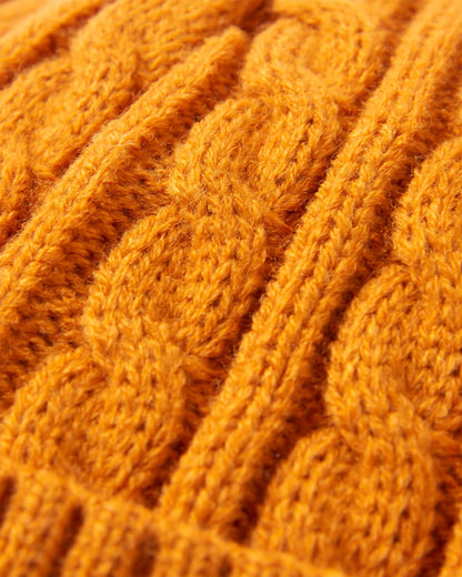 Fireside Cable Knit Beanie - Sunrise Orange - Flatlay