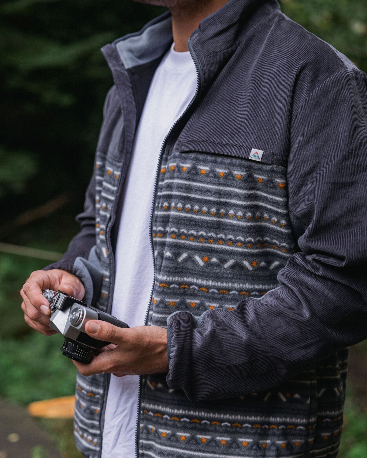 Somewhere Fleece - Geo Tracks Charcoal - Lifestyle