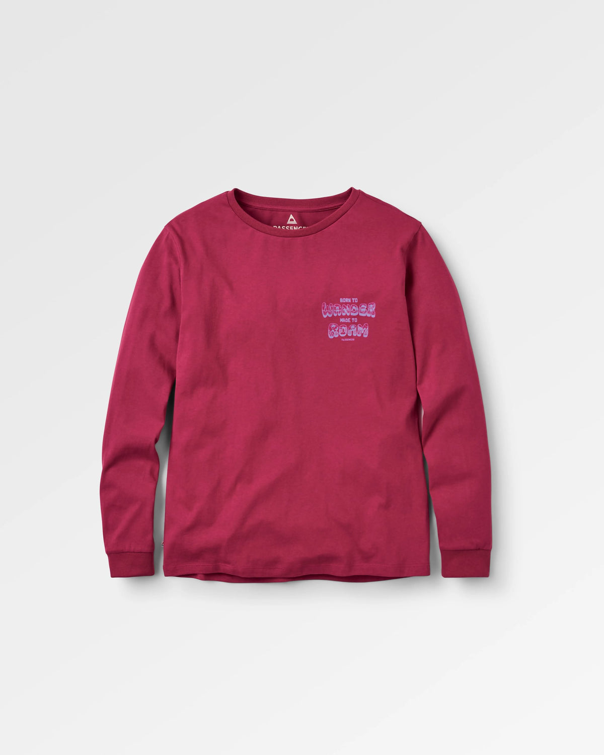 Woodcut LS T-Shirt - Cranberry - Flatlay