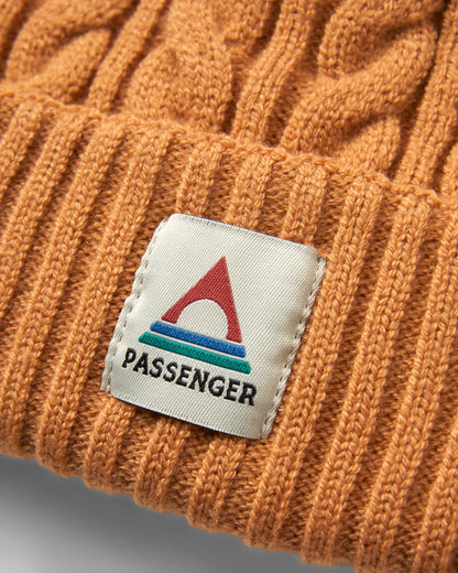 Fireside Cable Knit Beanie - Spruce Yellow - Flatlay