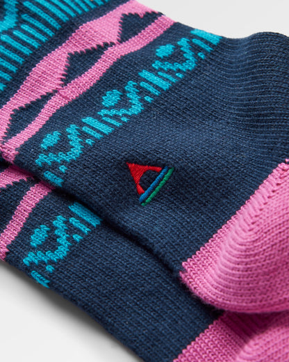 Nettle Patterned Socks - Rich Navy - Flatlay