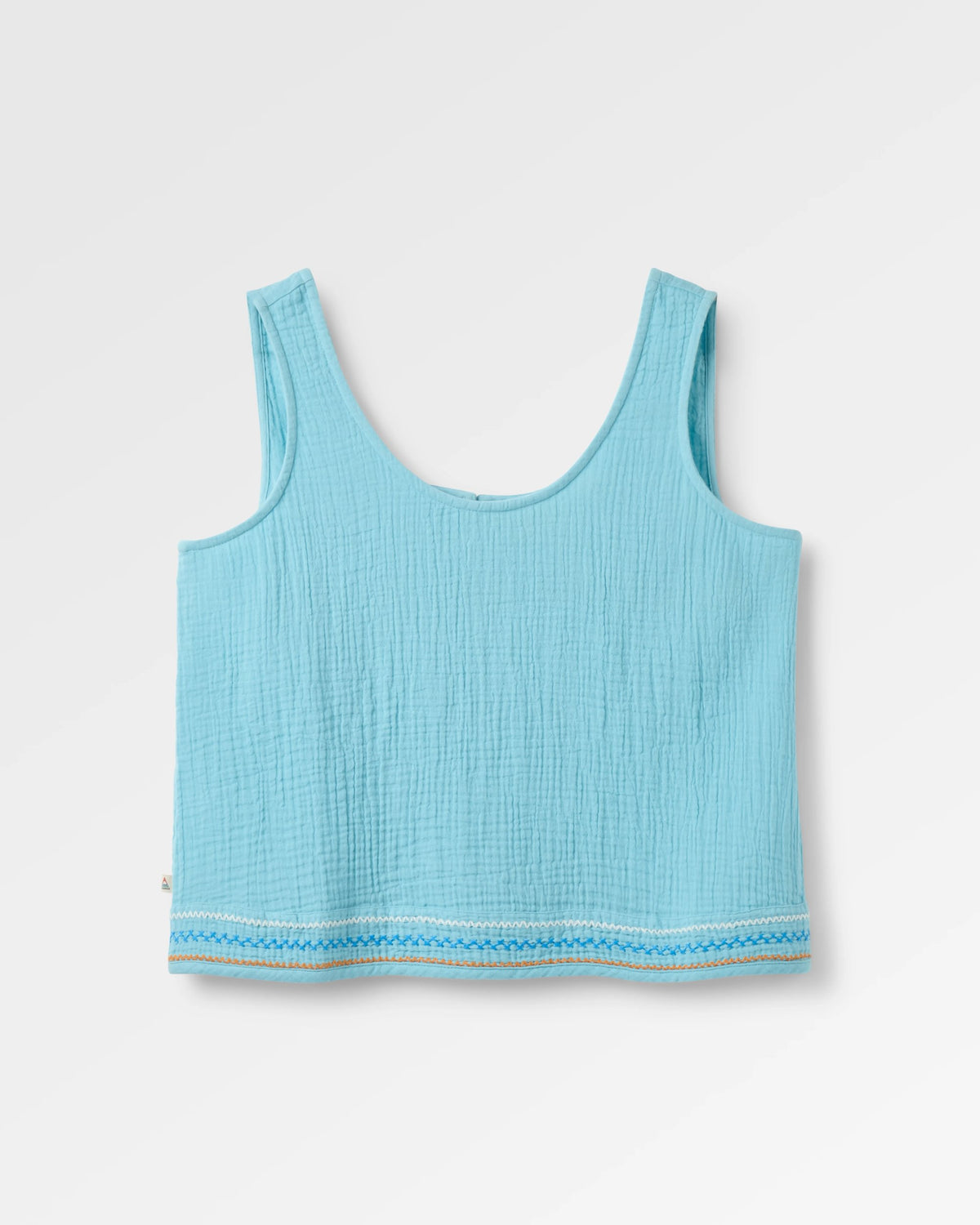 Waveney Cotton Top - Retro Blue  - Flatlay