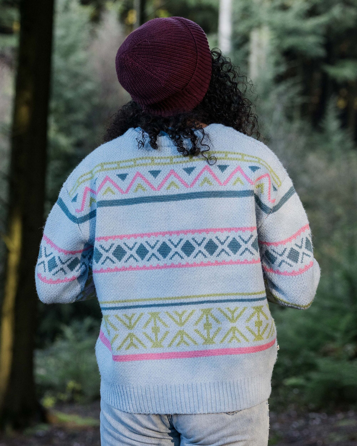 Whimsical Knitted Jumper - Homespun Stripe Blue Fog - Lifestyle