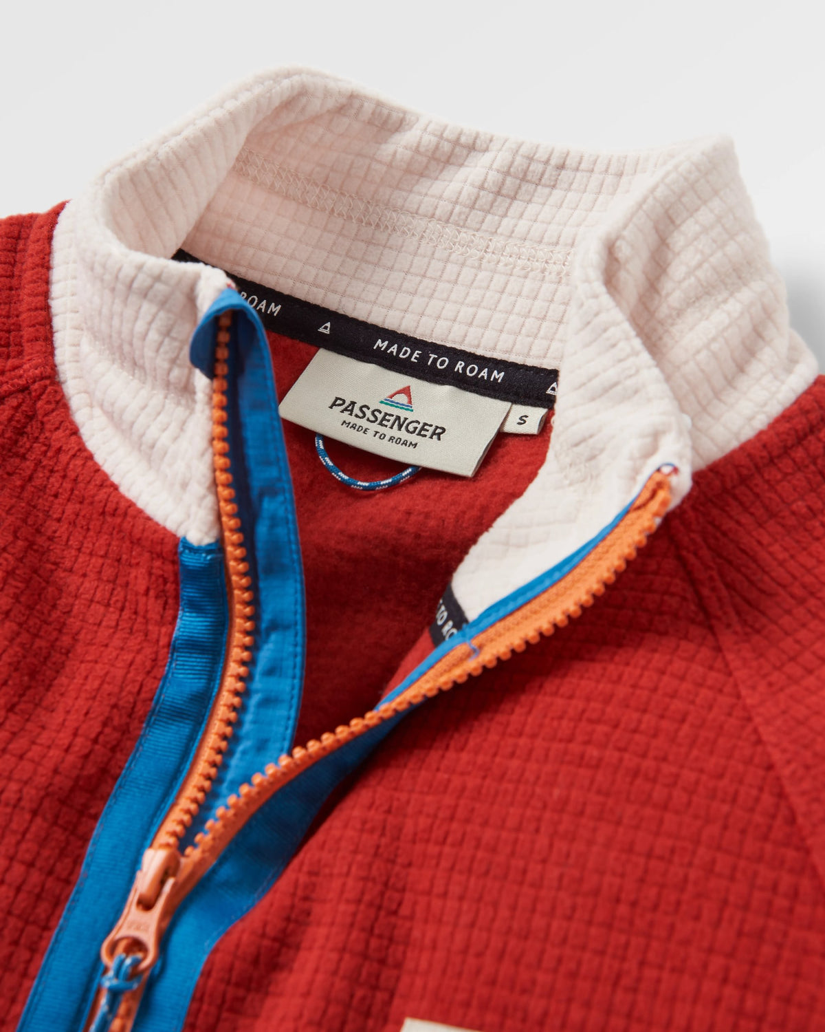 Off Trail Grid Polar Fleece - Red Ochre/Birch - Flatlay