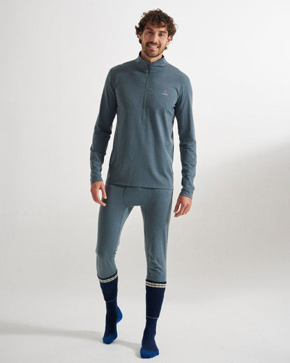 Men's Merino Blend Base Layer Top - Storm Grey - Studio Model