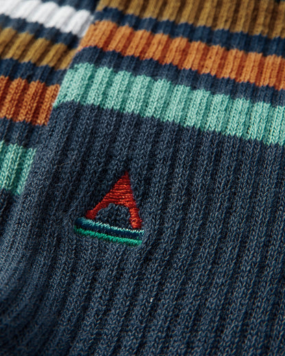 Classic Midweight Crew Socks - Rich Navy - Flatlay