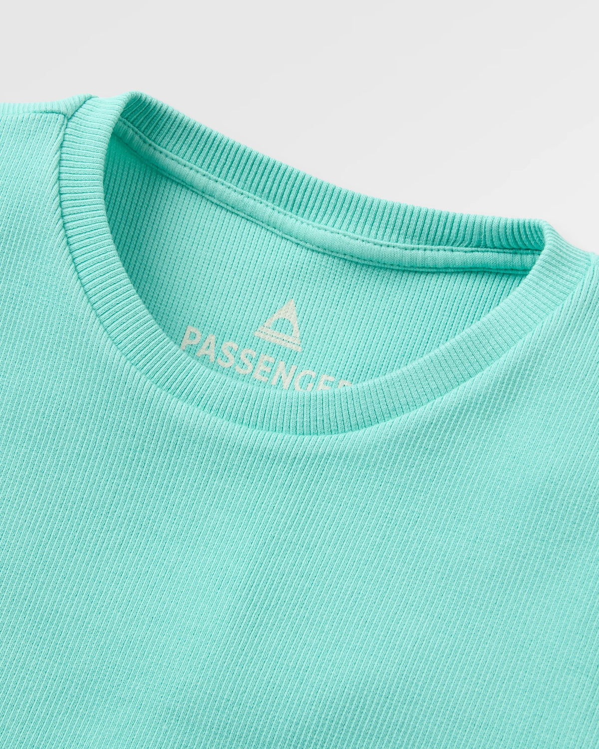Out There Ribbed Cropped T-Shirt - Aqua - Flatlay