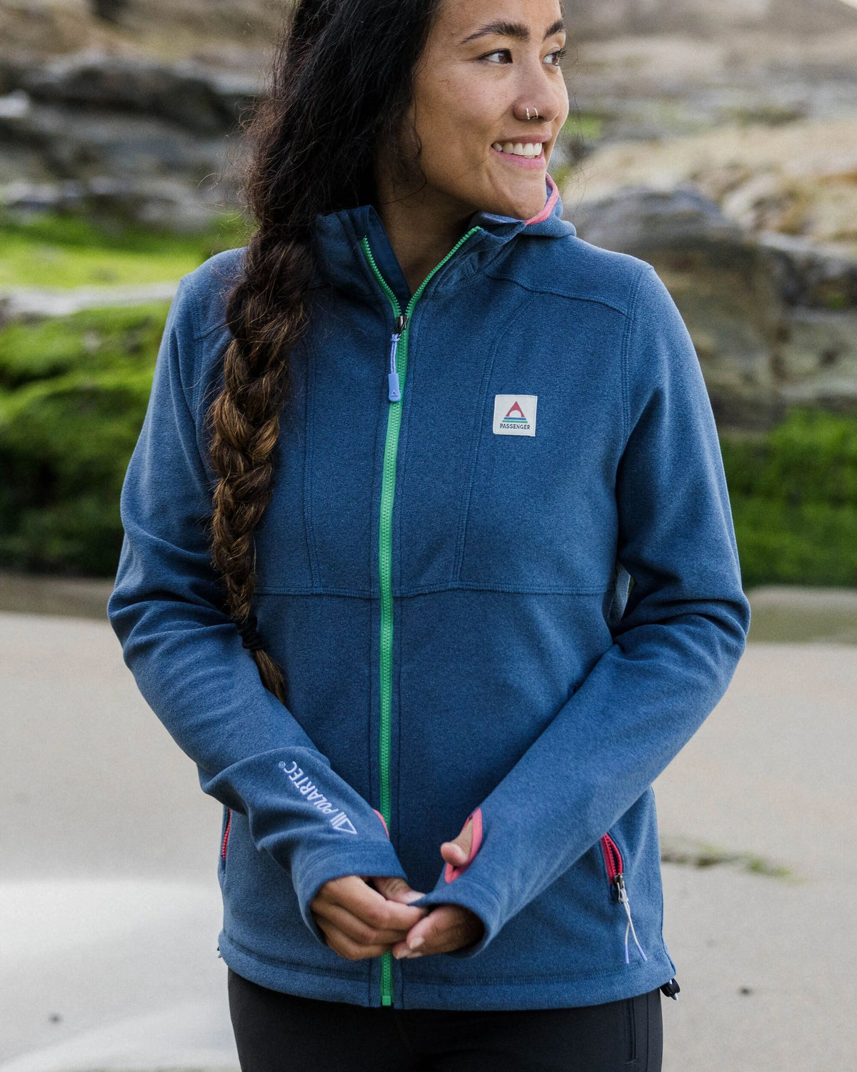 Crest Polartec® Fleece Hoodie - Dark Denim Marl - Lifestyle