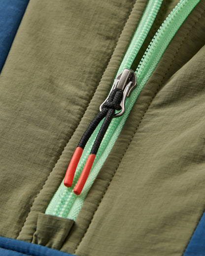 Ocean Insulated Anorak - Dark Denim/ Dusty Olive - Flatlay