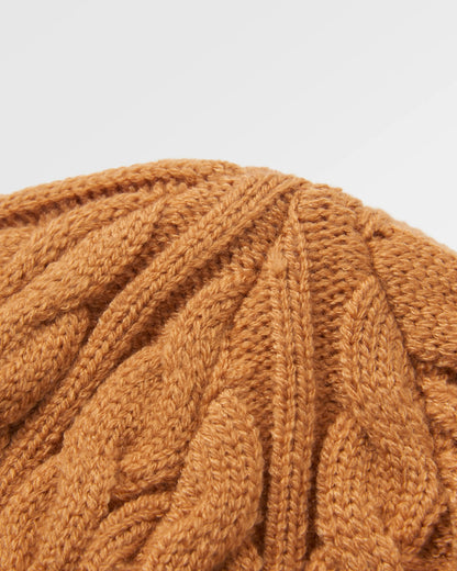 Fireside Cable Knit Beanie - Spruce Yellow - Flatlay