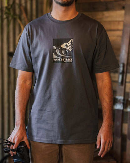 Waves & Trees Cotton T-Shirt - Charcoal - Lifestyle