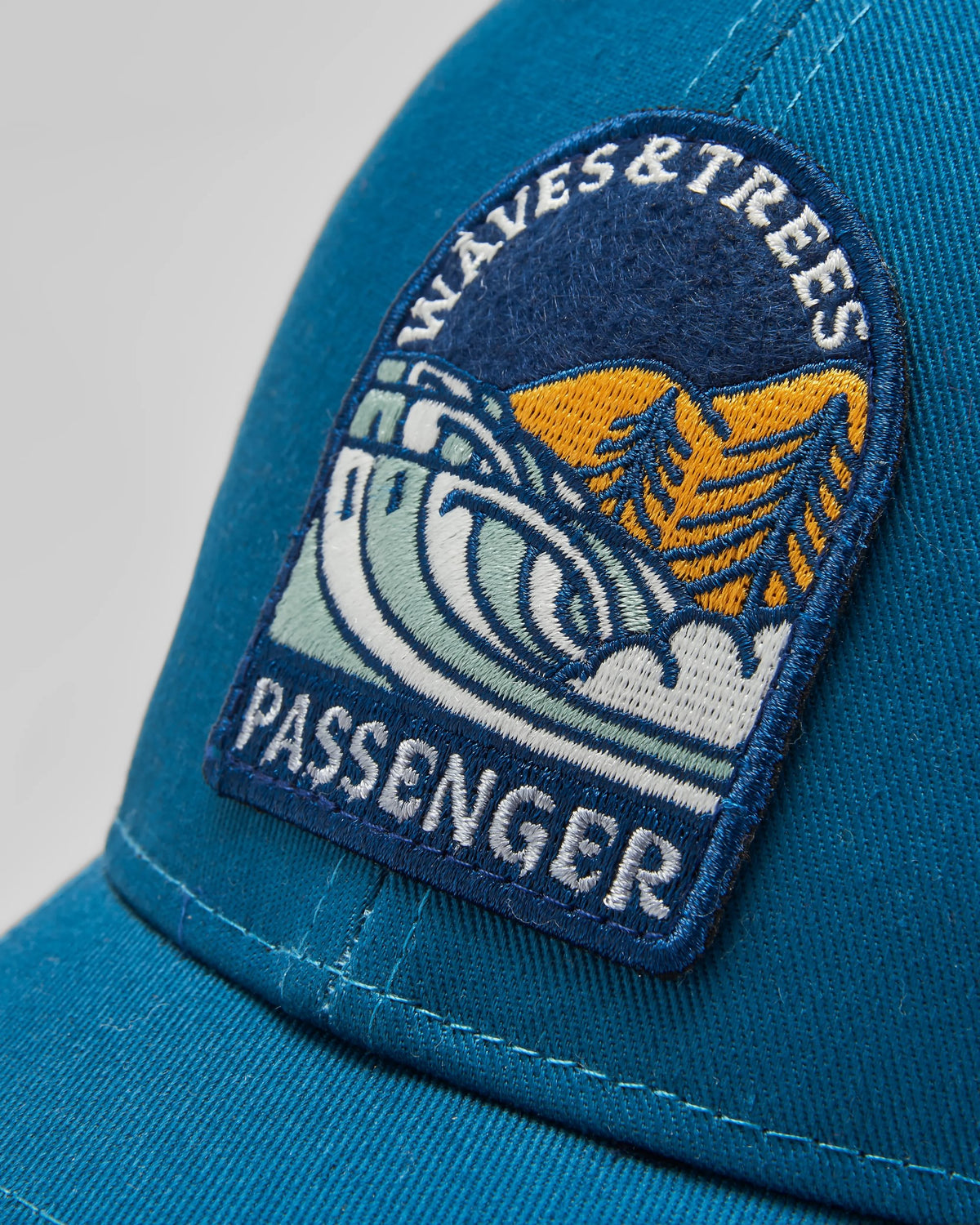 Waves & Trees Cotton Trucker Cap - Tidal Blue - Flatlay