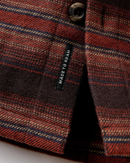 Barren Wool Blend Overshirt - Dark Rust Stripe - Flatlay