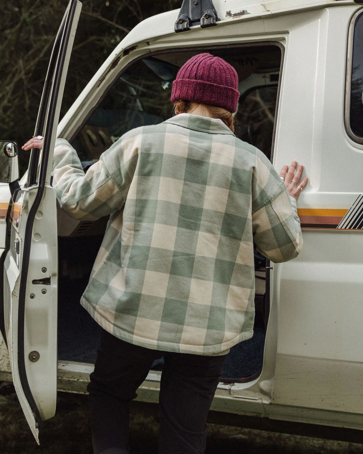 Flint Cotton Overshirt - Pistachio Buffalo Check - Lifestyle