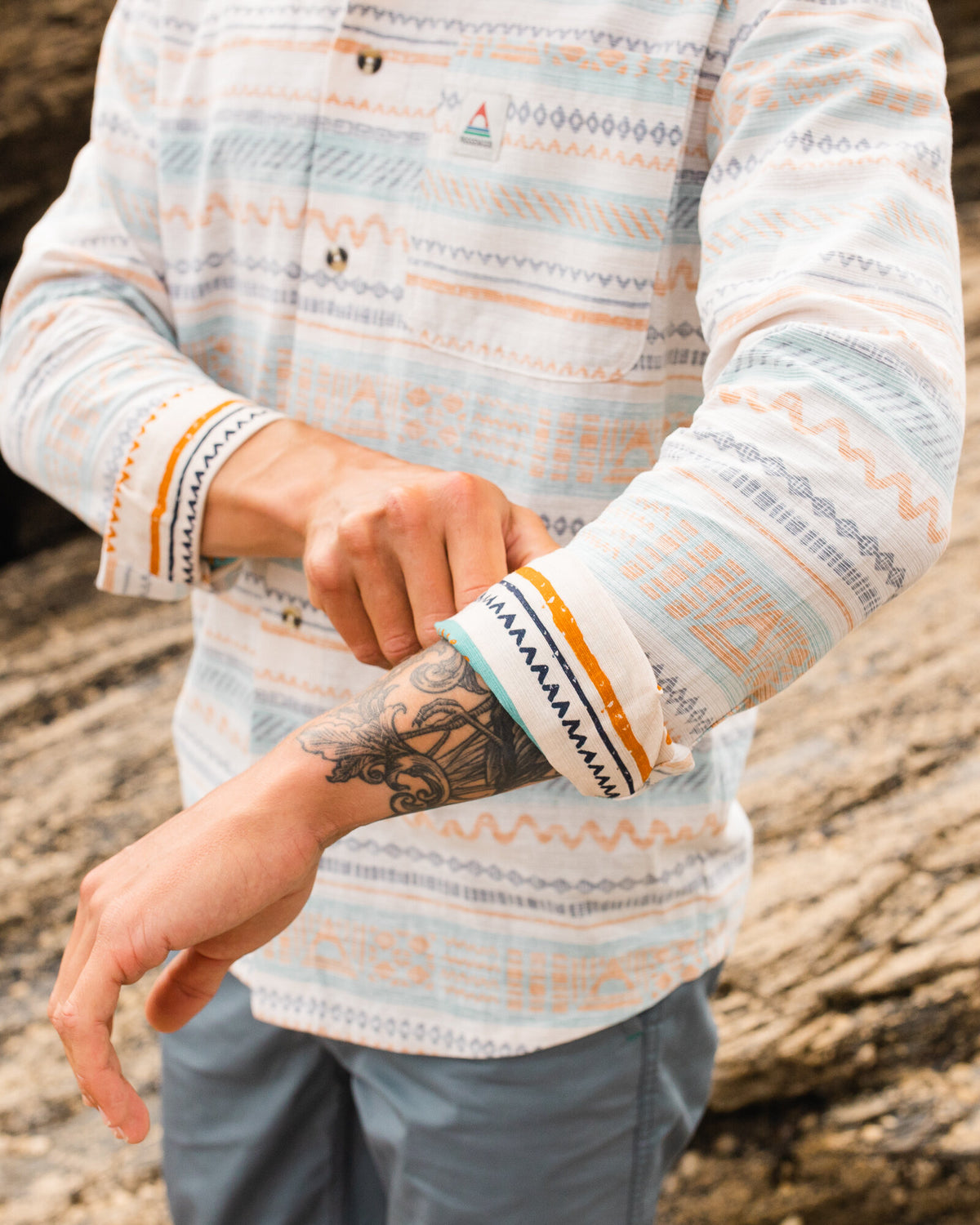 Amboro Shirt - Patchwork Stripe Birch - Lifestyle