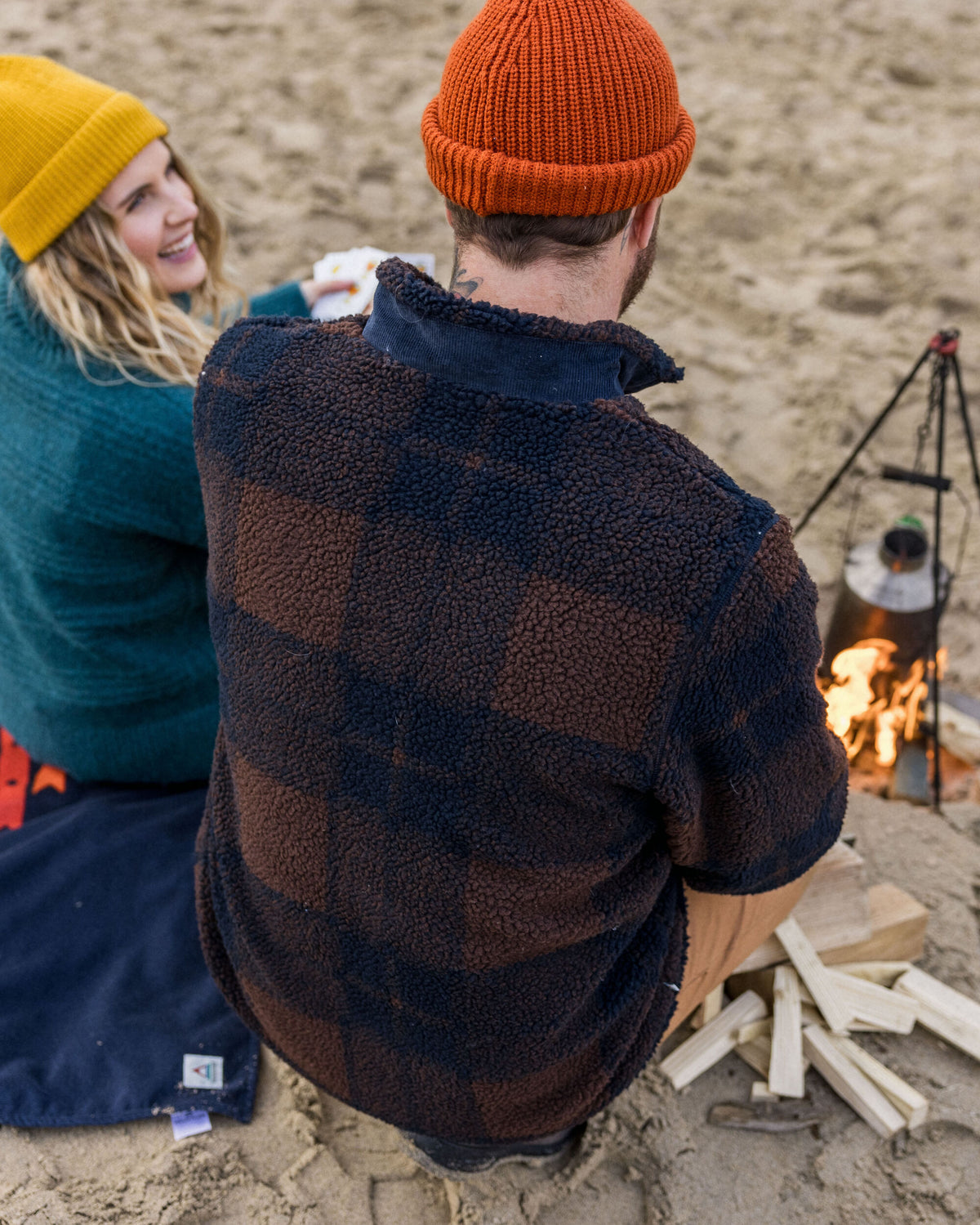 Trekker Deep-Pile Sherpa Fleece - Chestnut/Deep Navy Check - Lifestyle