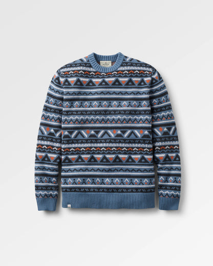 Stoked Knitted Jumper - Faded Denim Multi - Flatlay