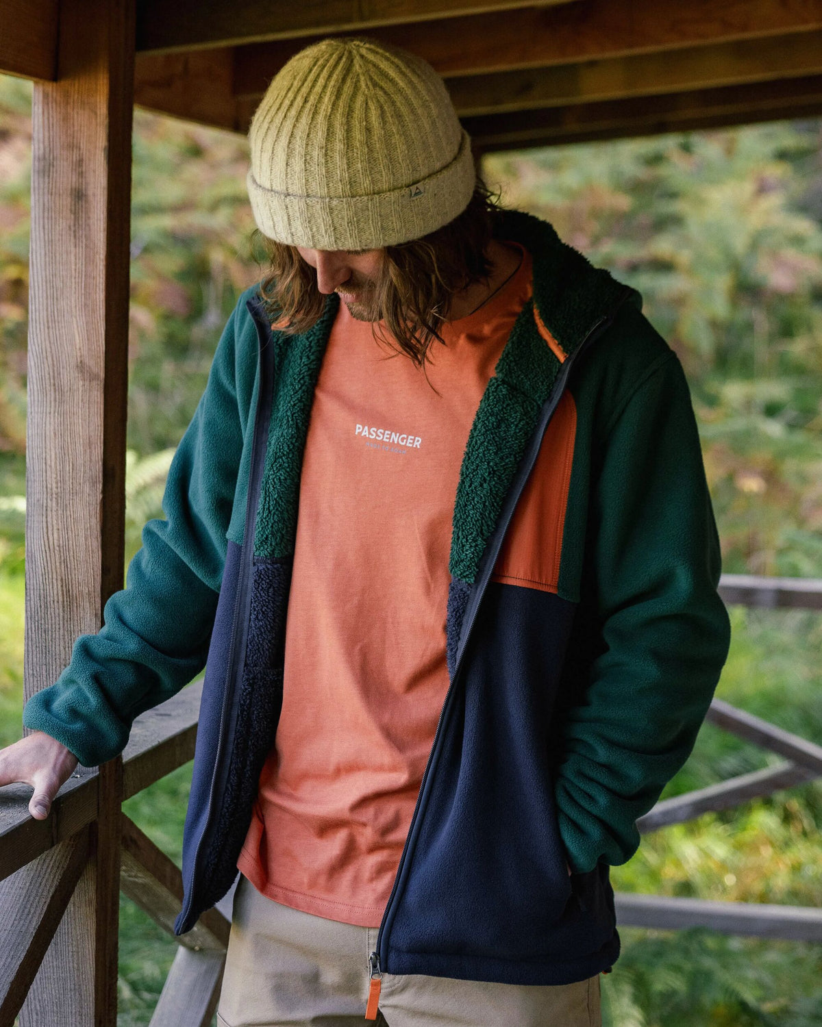 Loch Hooded Polar Fleece - Rain Forest/Rich Navy - Lifestyle