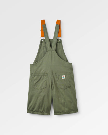 Shuffle Light Cotton Short Dungarees - Wild Green - Flatlay