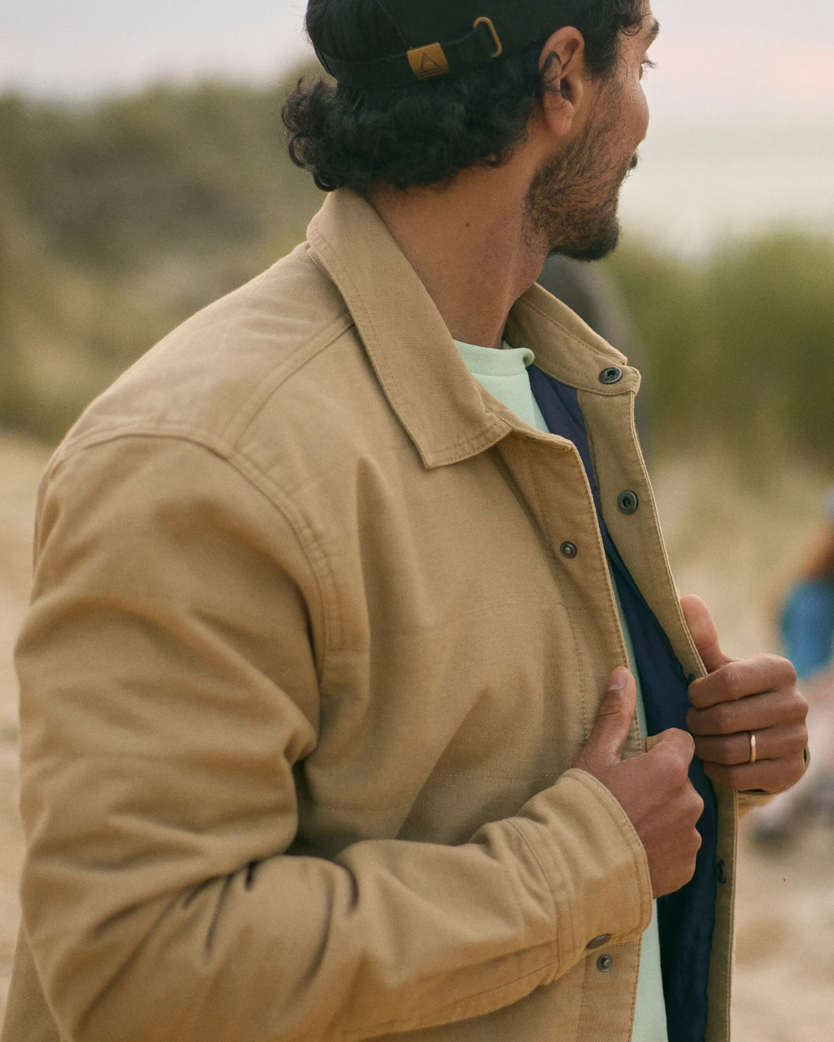 Taranaki Canvas Quilted Overshirt - Stone - Lifestyle