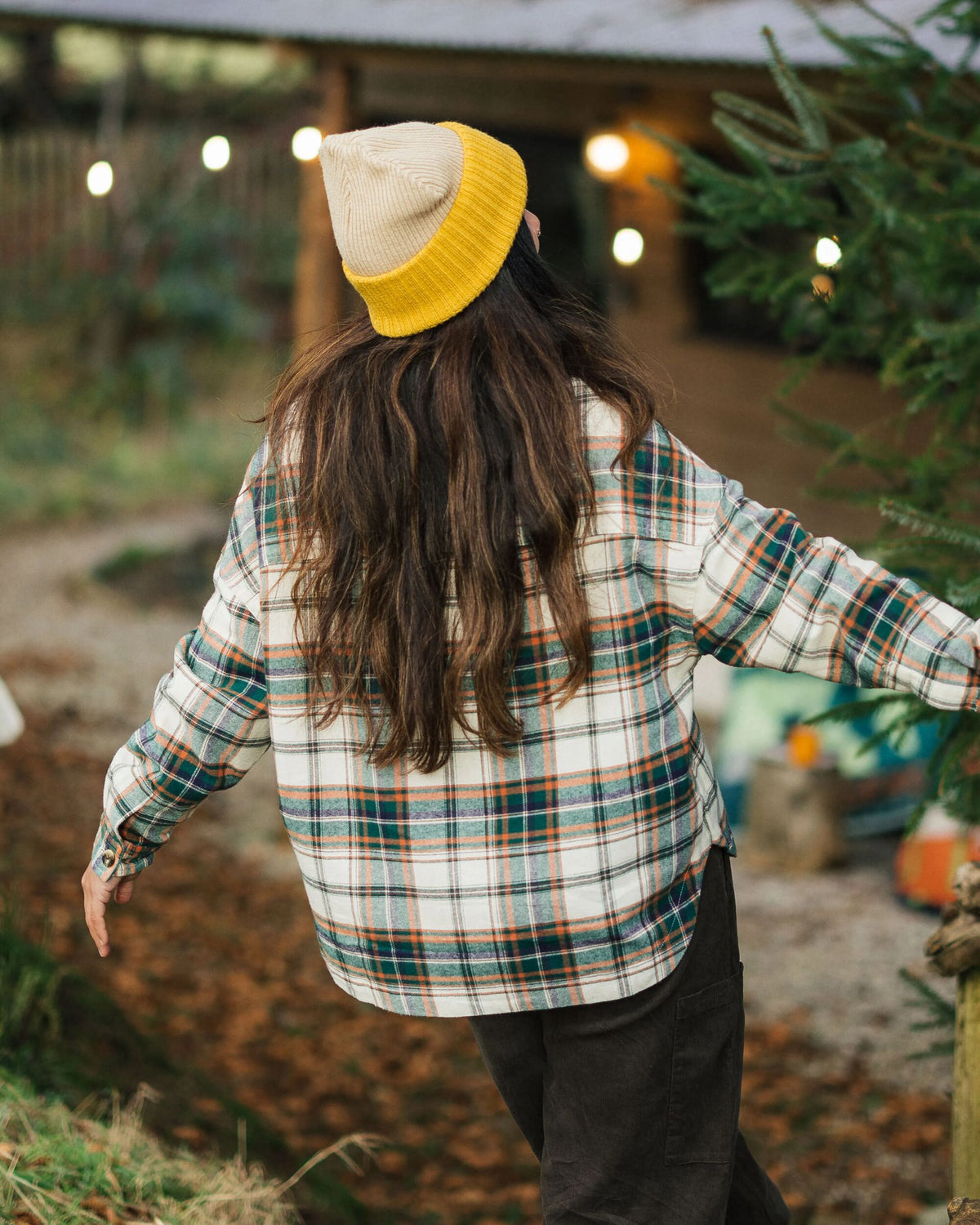 Rootsy Cotton LS Shirt - Birch/Rain Forest Check - Lifestyle