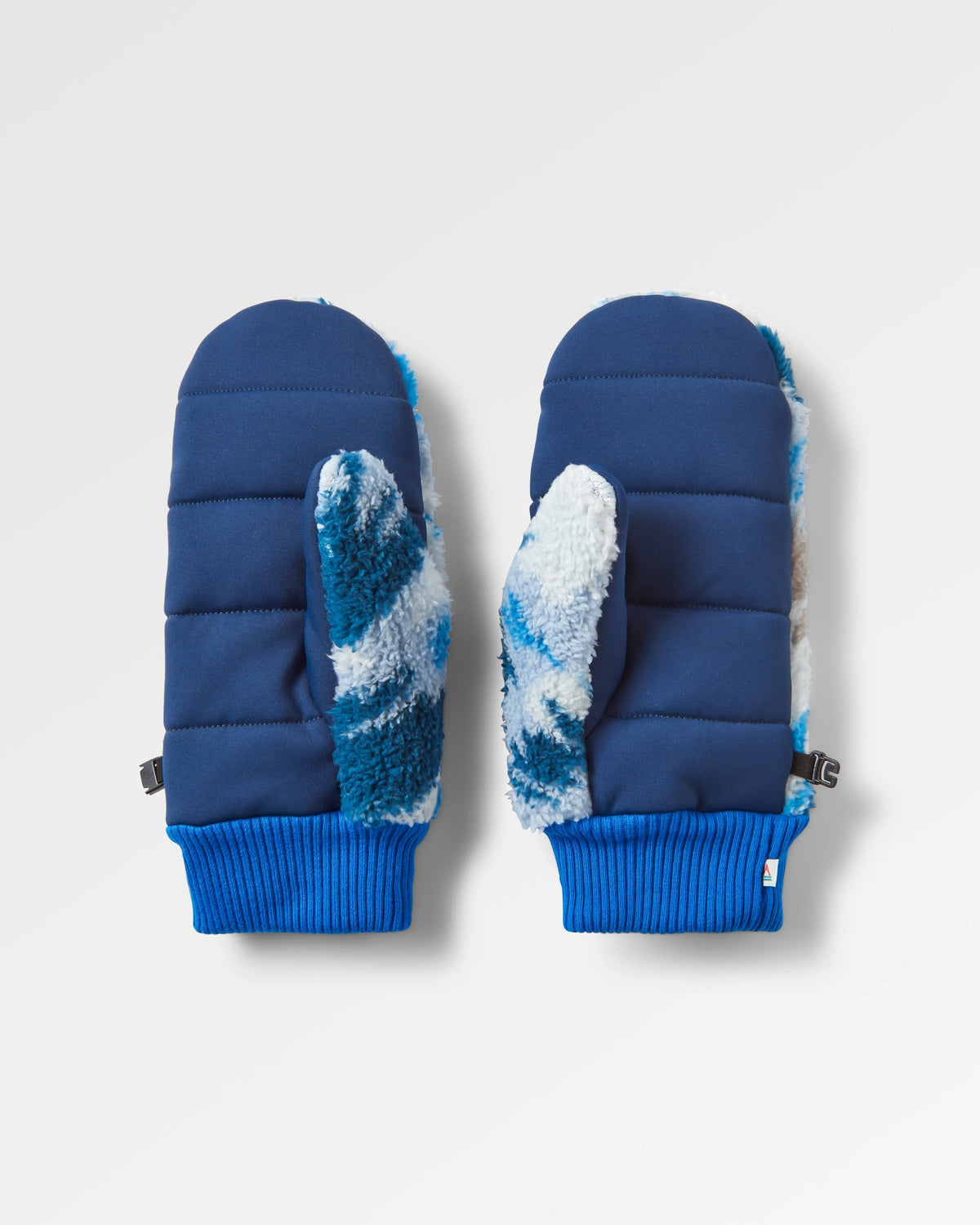 Avalanche Sherpa Mittens - Abstract Mountain Blue Steel - Flatlay